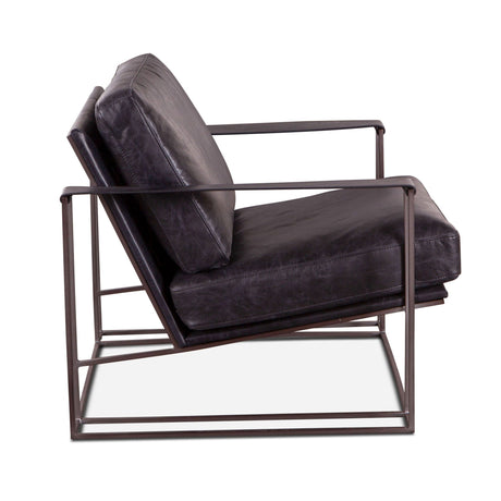 Bogart Modern 30" Accent Chair in Ebony Black Leather from Home Trends & Design - Luna Furniture