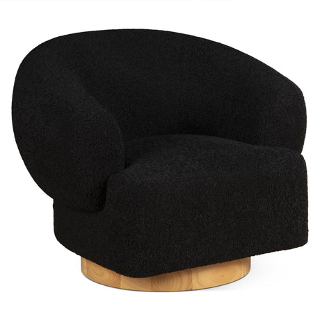 Gatsby Estelle 35" Swivel Accent Chair in Midnight Boucle Fabric from Home Trends & Design - Luna Furniture
