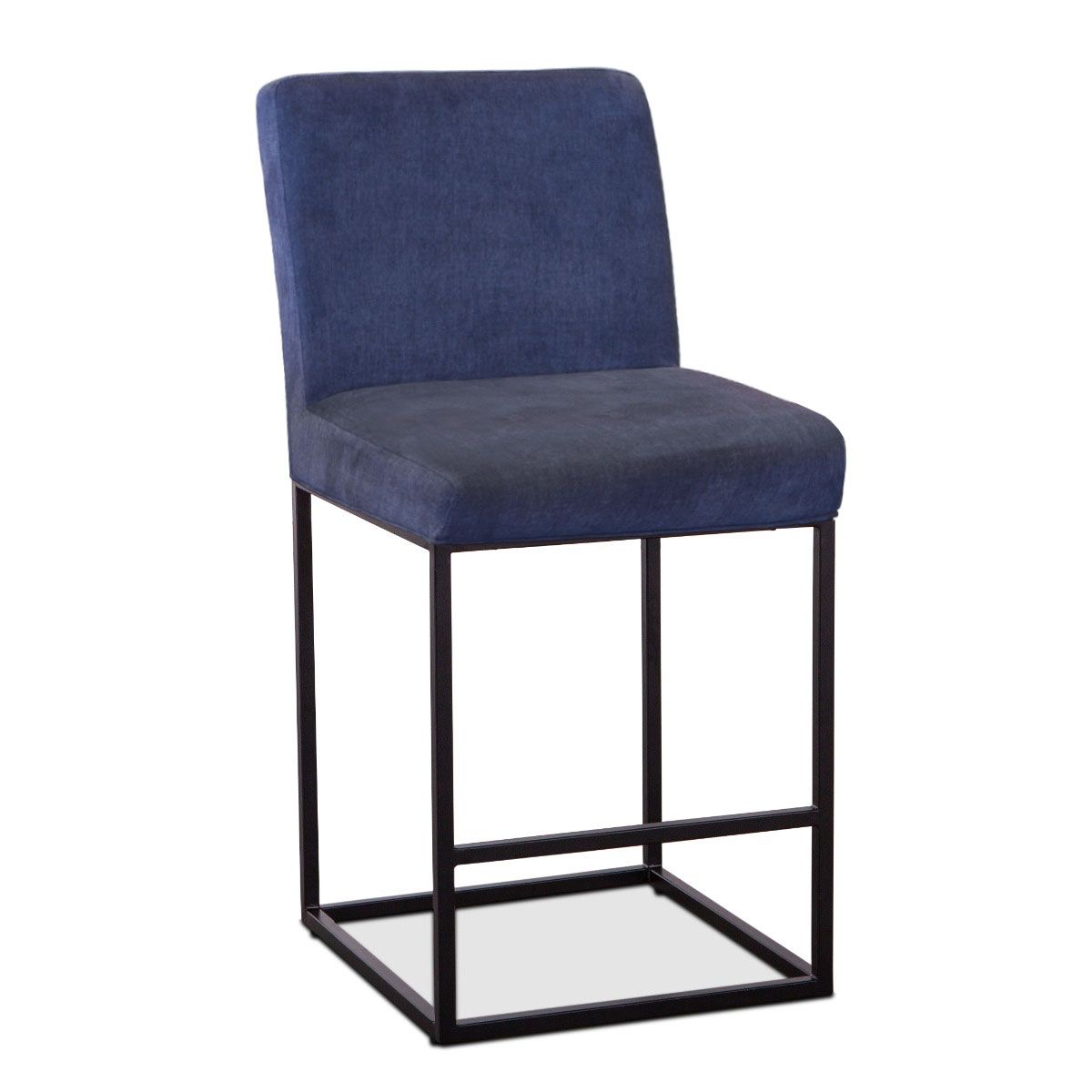 Renegade 20" Upholstered Counter Chair in Navy Linen with Antique Zinc Legs from Home Trends & Design - Luna Furniture