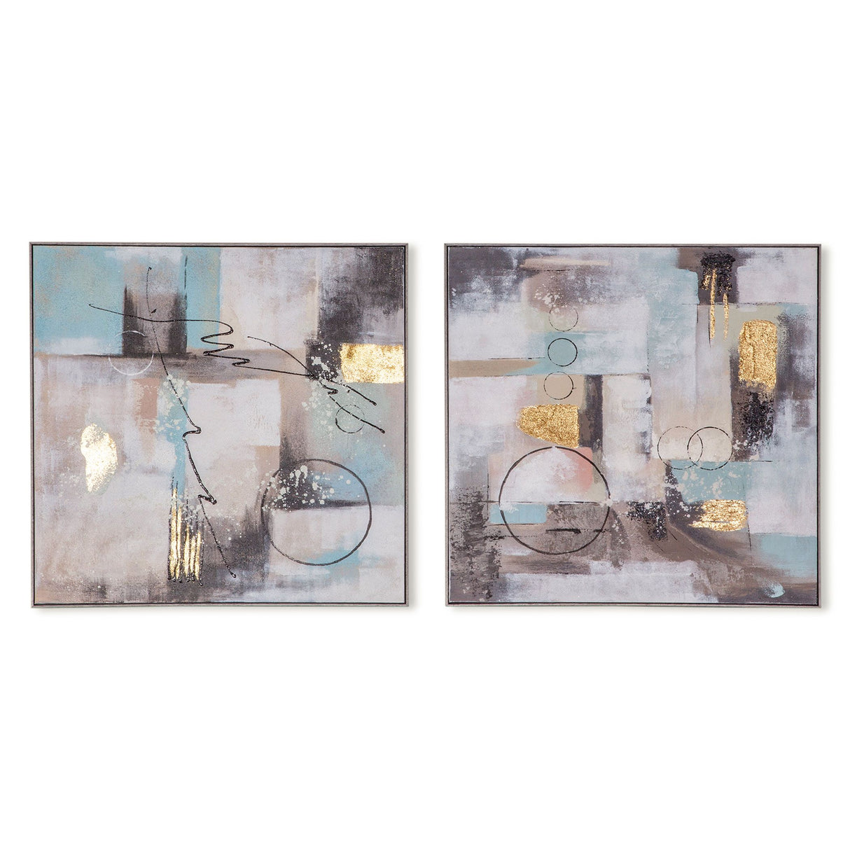 Palette Circular Symphony Hand Painted Framed Diptych from Home Trends & Design - Luna Furniture