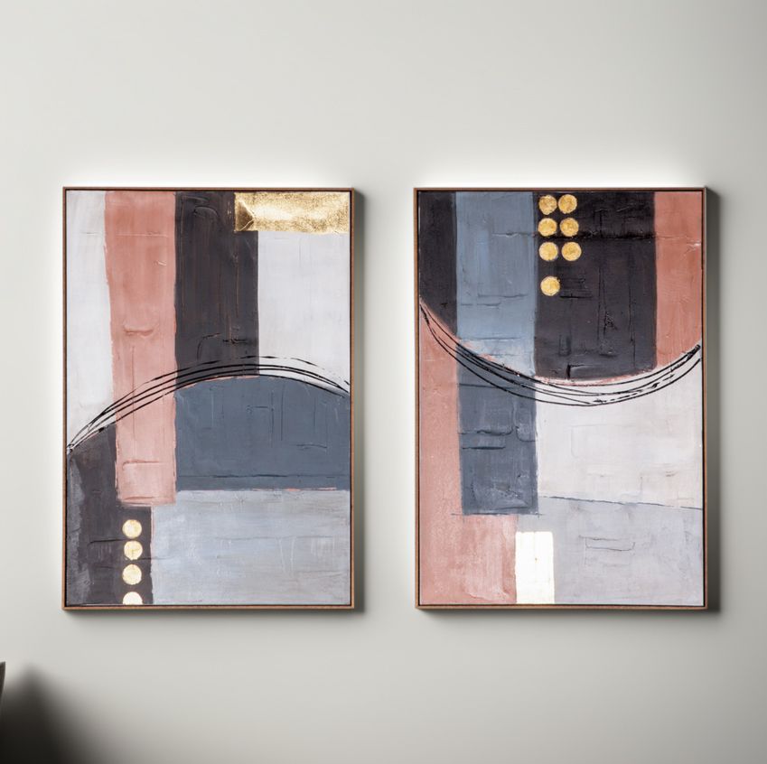 Palette Cityscape Abstractions Hand Painted Framed Diptych from Home Trends & Design - Luna Furniture