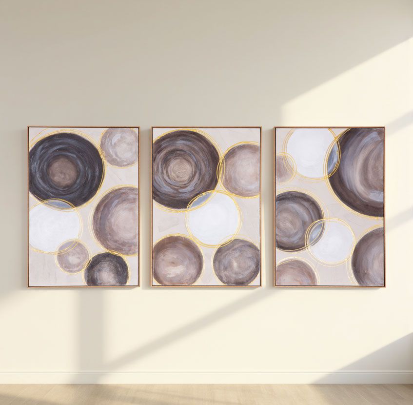 Palette Gilded Globes Hand Painted Framed Triptych from Home Trends & Design - Luna Furniture