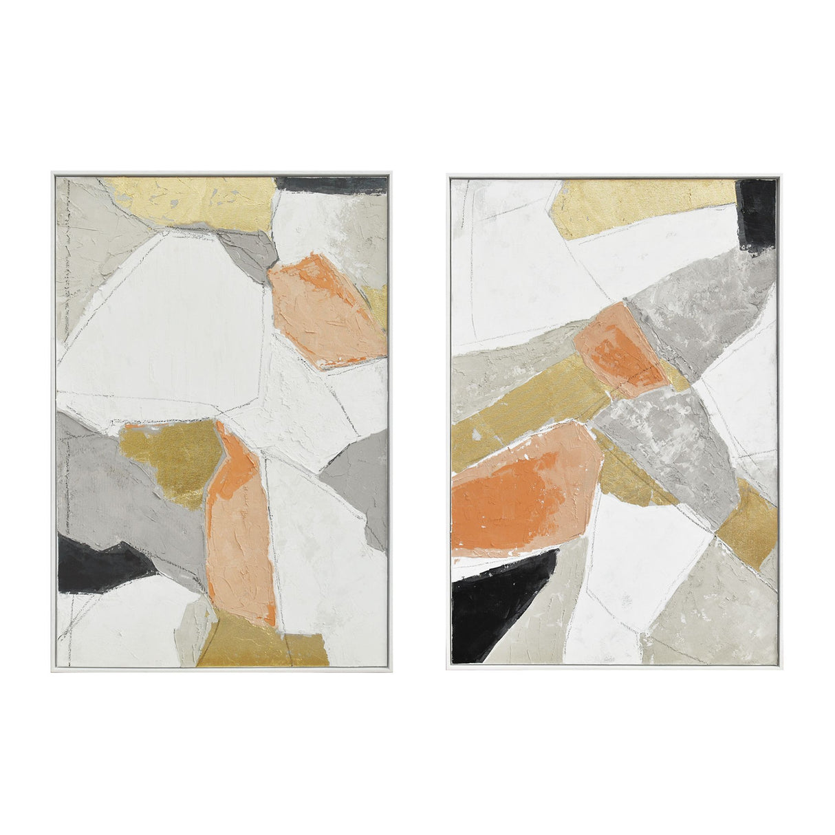 Palette Pastel Patchwork 1 Hand Painted Framed Diptych from Home Trends & Design - Luna Furniture