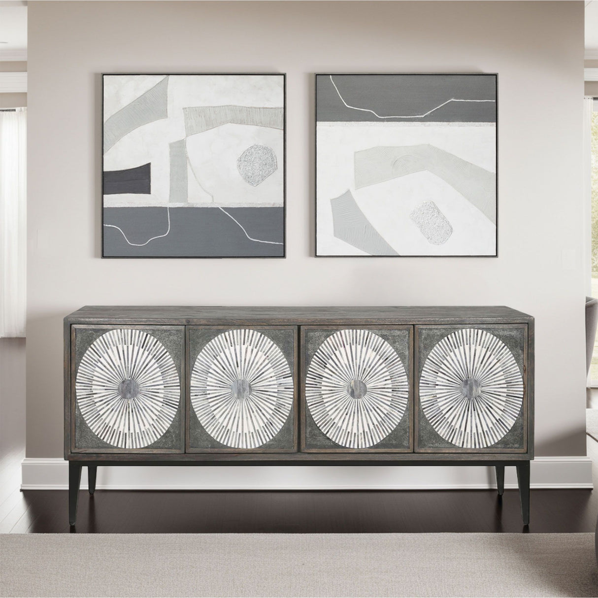 Palette Modern Slate Hand Painted Framed Diptych from Home Trends & Design - Luna Furniture