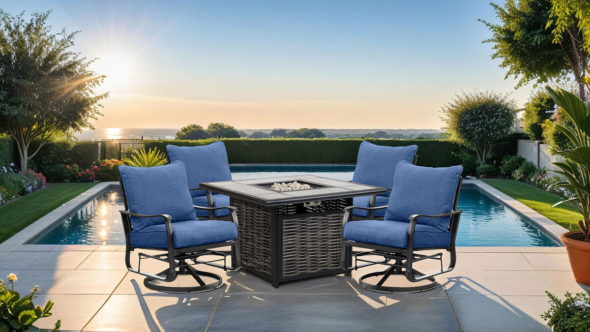 Segovia Navy/Black Swivel Glider Arm Chair from Furniture of America - Luna Furniture
