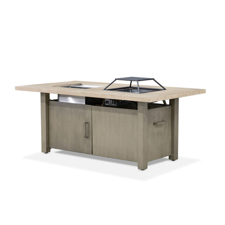 Bordeaux Brown Dining Table w/ Fire Pit & Cooler from Furniture of America - Luna Furniture