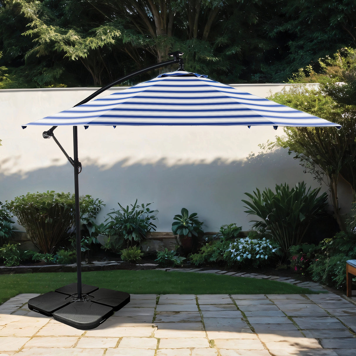 Glam Blue/White/Black Cantilever Umbrella from Furniture of America - Luna Furniture