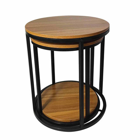 Mollie Natural/Black Nesting Tables from Furniture of America - Luna Furniture
