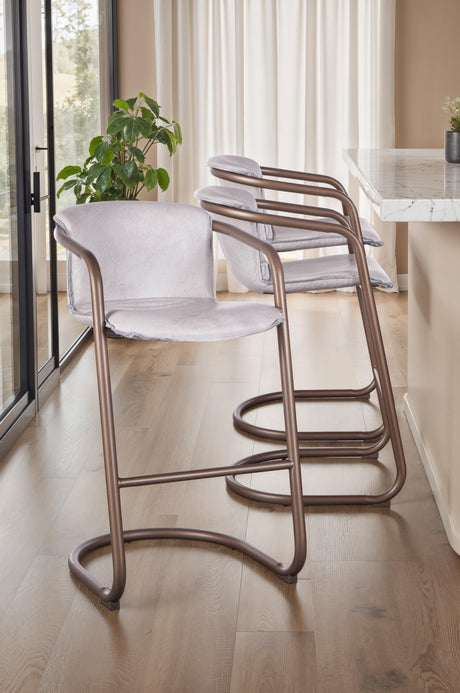 Portofino 22" Bar Chair in Vintage White Leather, Set of 2 from Home Trends & Design - Luna Furniture