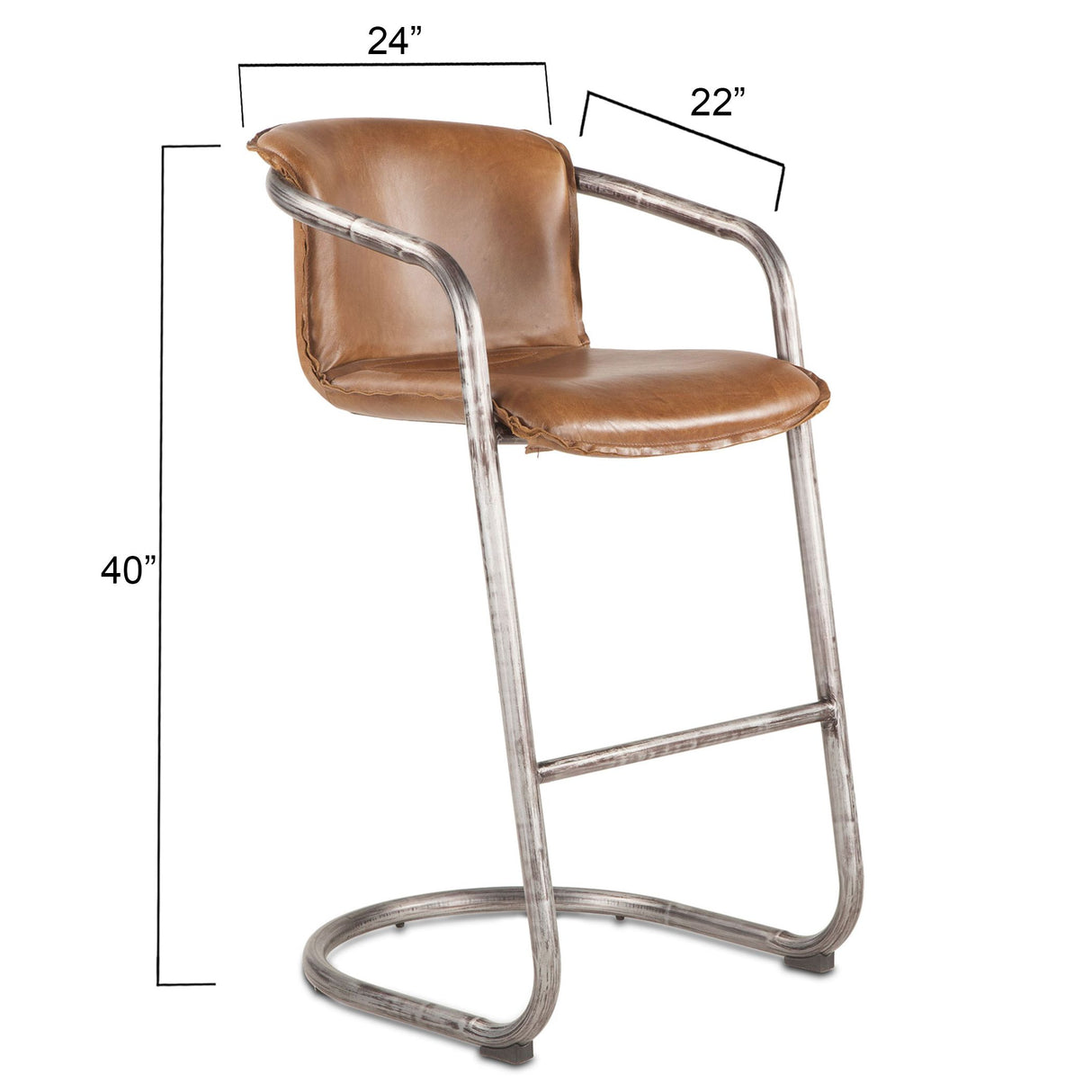 Portofino 22" Bar Chair in Berham Chestnut Leather, Set of 2 from Home Trends & Design - Luna Furniture
