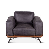 Portofino Mid Century 37" Accent Chair in Antique Ebony Leather from Home Trends & Design - Luna Furniture