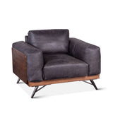 Portofino Mid Century 37" Accent Chair in Antique Ebony Leather from Home Trends & Design - Luna Furniture