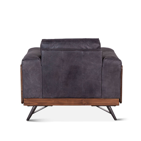 Portofino Mid Century 37" Accent Chair in Antique Ebony Leather from Home Trends & Design - Luna Furniture
