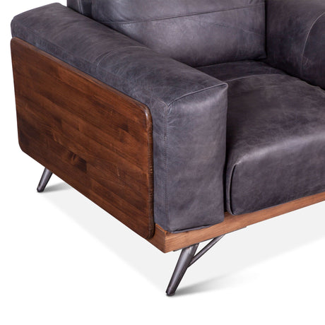 Portofino Mid Century 37" Accent Chair in Antique Ebony Leather from Home Trends & Design - Luna Furniture
