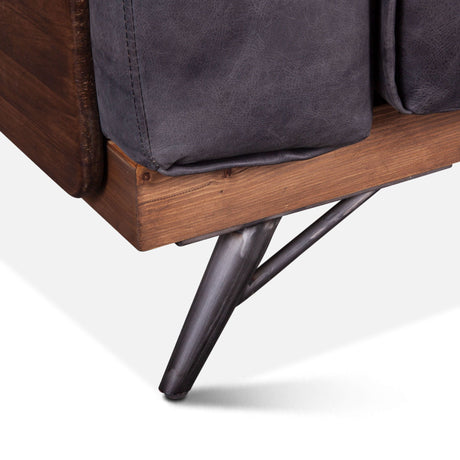Portofino Mid Century 37" Accent Chair in Antique Ebony Leather from Home Trends & Design - Luna Furniture