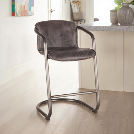 Portofino 22" Counter Chair in Antique Ebony Top Grain Leather from Home Trends & Design - Luna Furniture