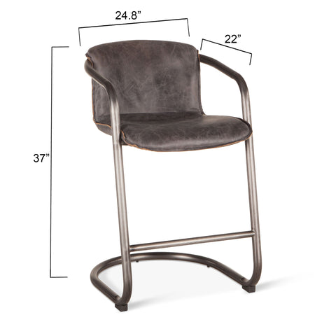Portofino 22" Counter Chair in Antique Ebony Top Grain Leather from Home Trends & Design - Luna Furniture
