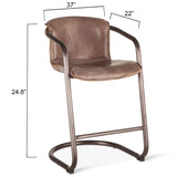Portofino 22" Counter Chair in Jet Brown Top Grain Leather, Set of 2 from Home Trends & Design - Luna Furniture