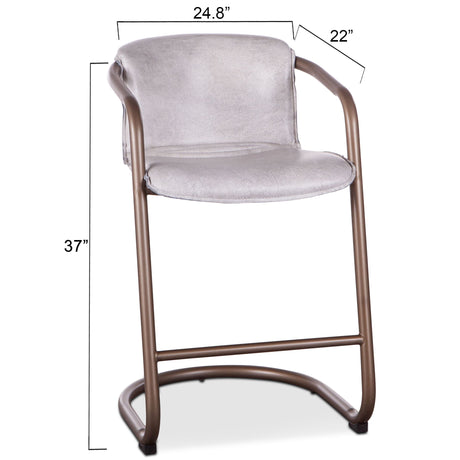 Portofino 22" Counter Chair in Vintage White Top Grain Leather, Set of 2 from Home Trends & Design - Luna Furniture
