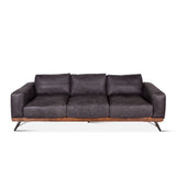 Portofino Mid Century 95" Sofa in Antique Ebony Leather from Home Trends & Design - Luna Furniture