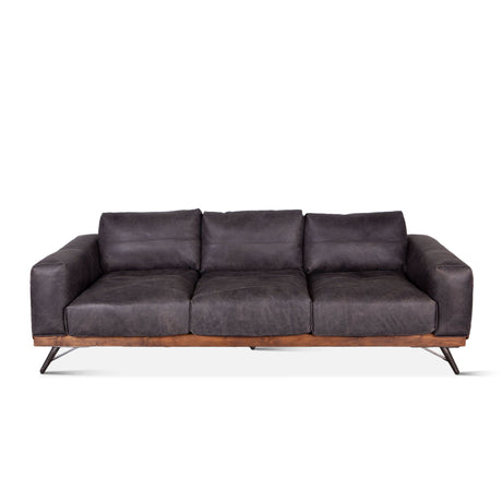 Portofino Mid Century 95" Sofa in Antique Ebony Leather from Home Trends & Design - Luna Furniture