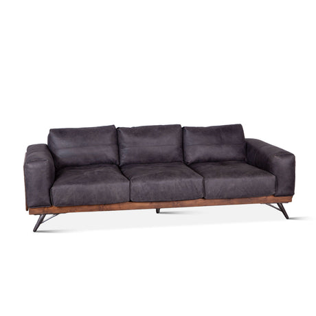 Portofino Mid Century 95" Sofa in Antique Ebony Leather from Home Trends & Design - Luna Furniture