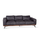 Portofino Mid Century 95" Sofa in Antique Ebony Leather from Home Trends & Design - Luna Furniture