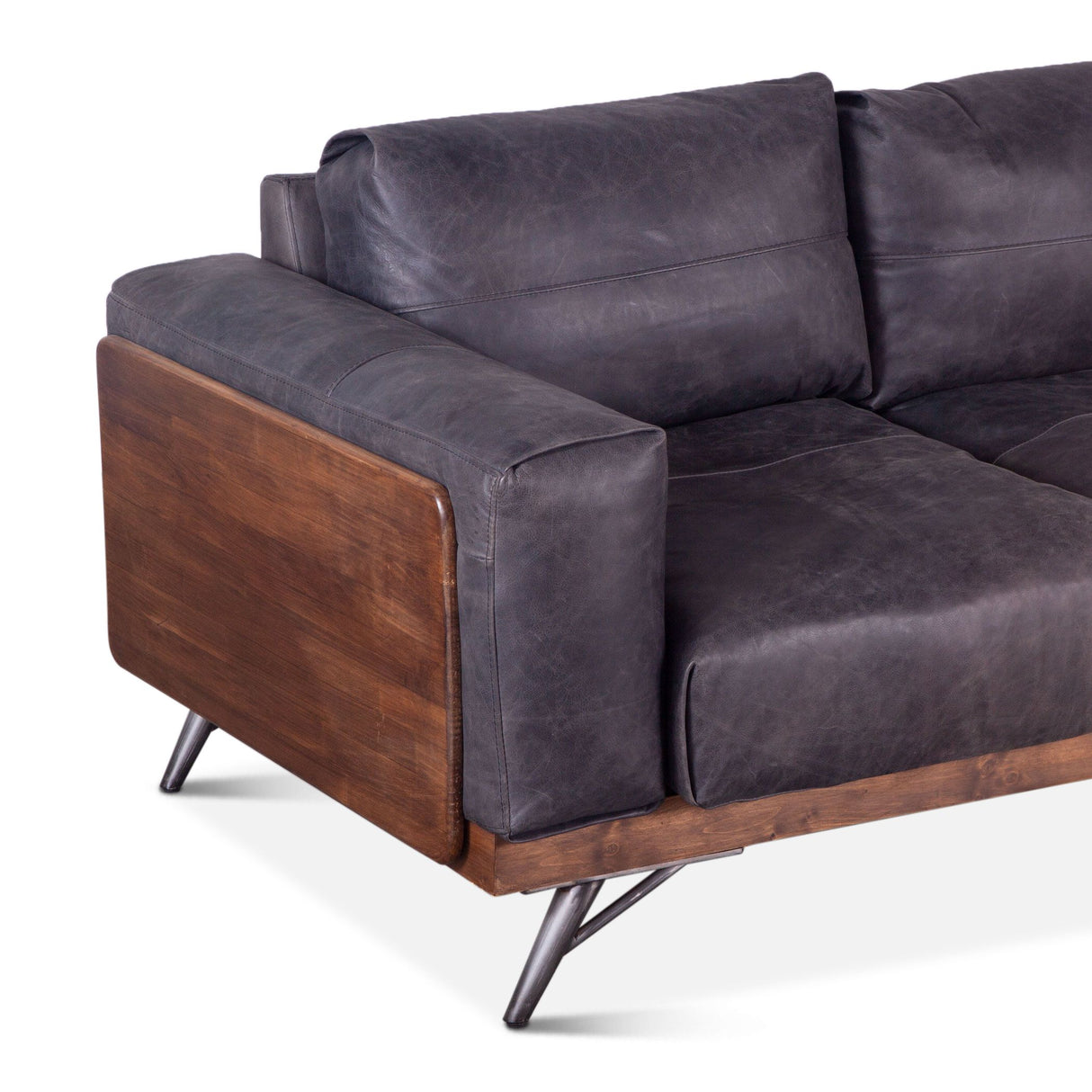 Portofino Mid Century 95" Sofa in Antique Ebony Leather from Home Trends & Design - Luna Furniture