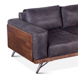 Portofino Mid Century 95" Sofa in Antique Ebony Leather from Home Trends & Design - Luna Furniture