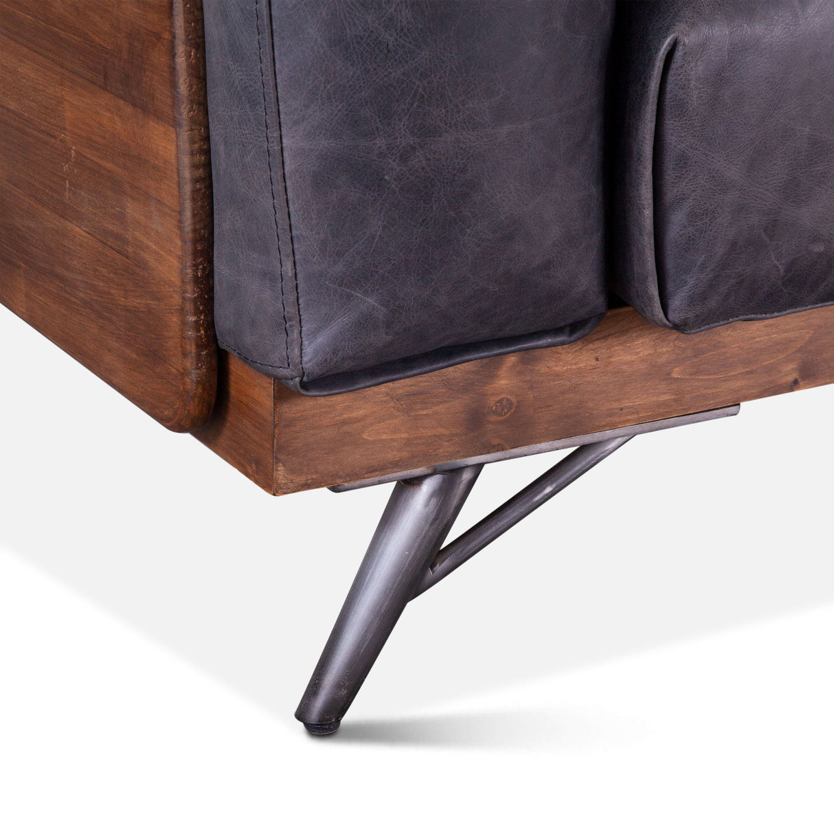 Portofino Mid Century 95" Sofa in Antique Ebony Leather from Home Trends & Design - Luna Furniture