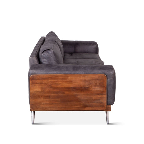 Portofino Mid Century 95" Sofa in Antique Ebony Leather from Home Trends & Design - Luna Furniture