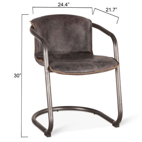 Portofino 22" Dining Chair in Antique Ebony Leather, Set of 2 from Home Trends & Design - Luna Furniture