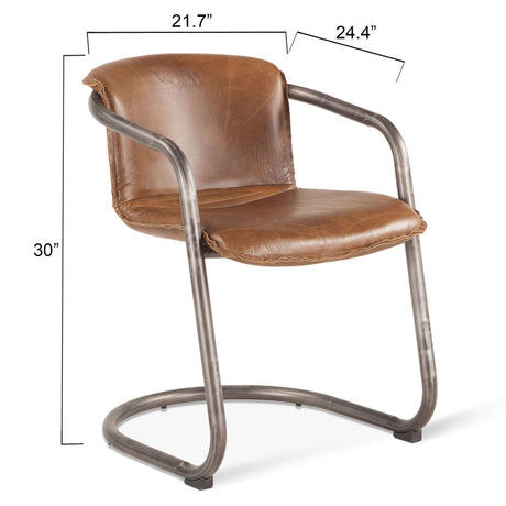 Portofino 22" Dining Chair in Berham Chestnut Leather, Set of 2 from Home Trends & Design - Luna Furniture