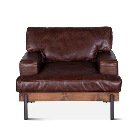 Portofino Industrial 41" Accent Chair in Geisha Brown Leather from Home Trends & Design - Luna Furniture