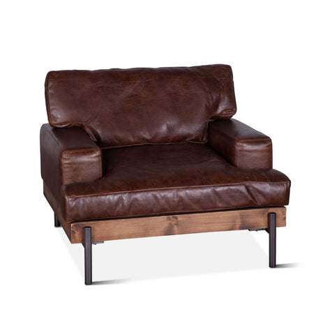 Portofino Industrial 41" Accent Chair in Geisha Brown Leather from Home Trends & Design - Luna Furniture