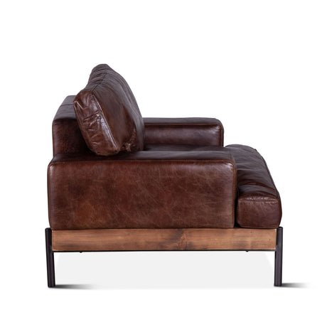 Portofino Industrial 41" Accent Chair in Geisha Brown Leather from Home Trends & Design - Luna Furniture