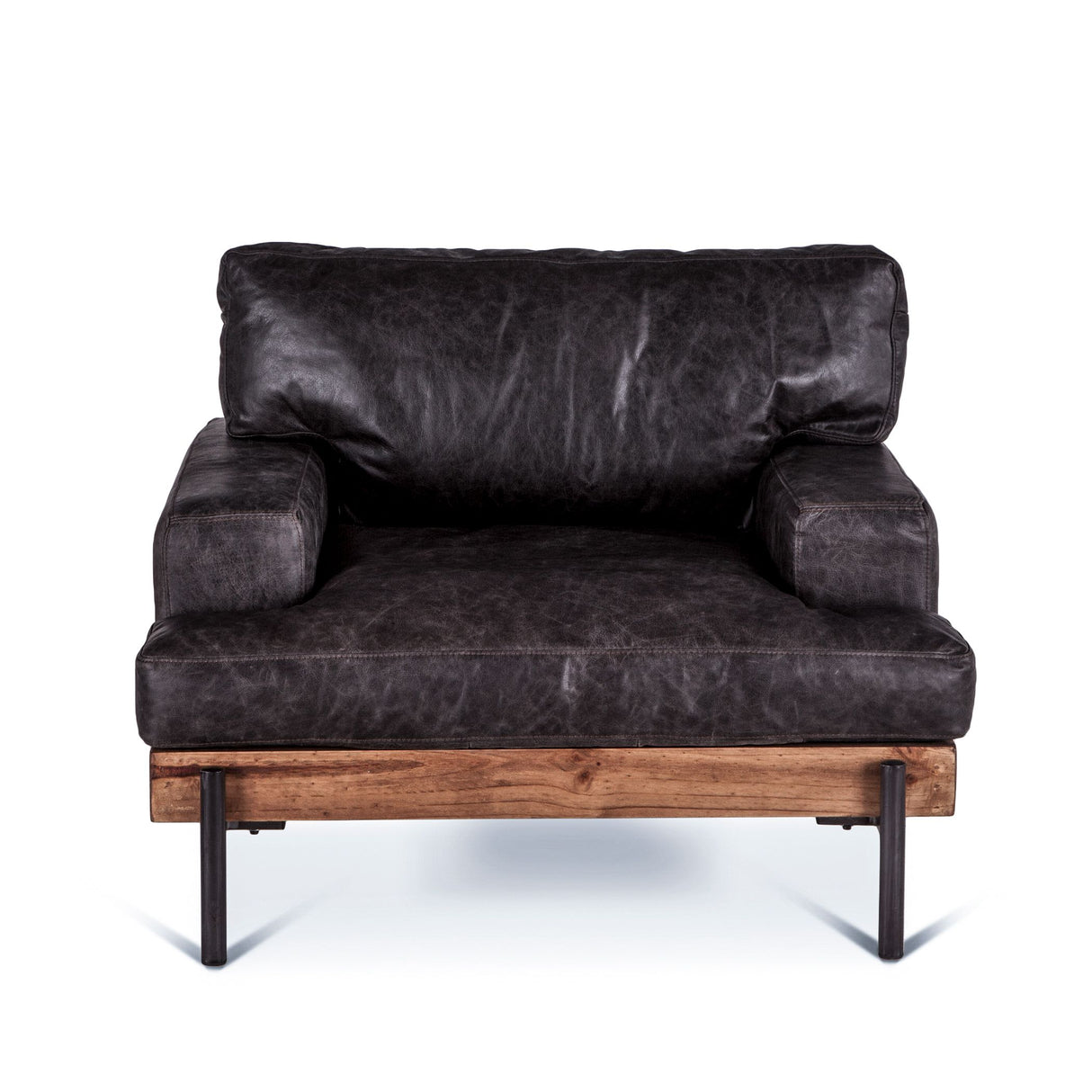 Portofino Industrial 41" Accent Chair in Morocco Black Leather from Home Trends & Design - Luna Furniture