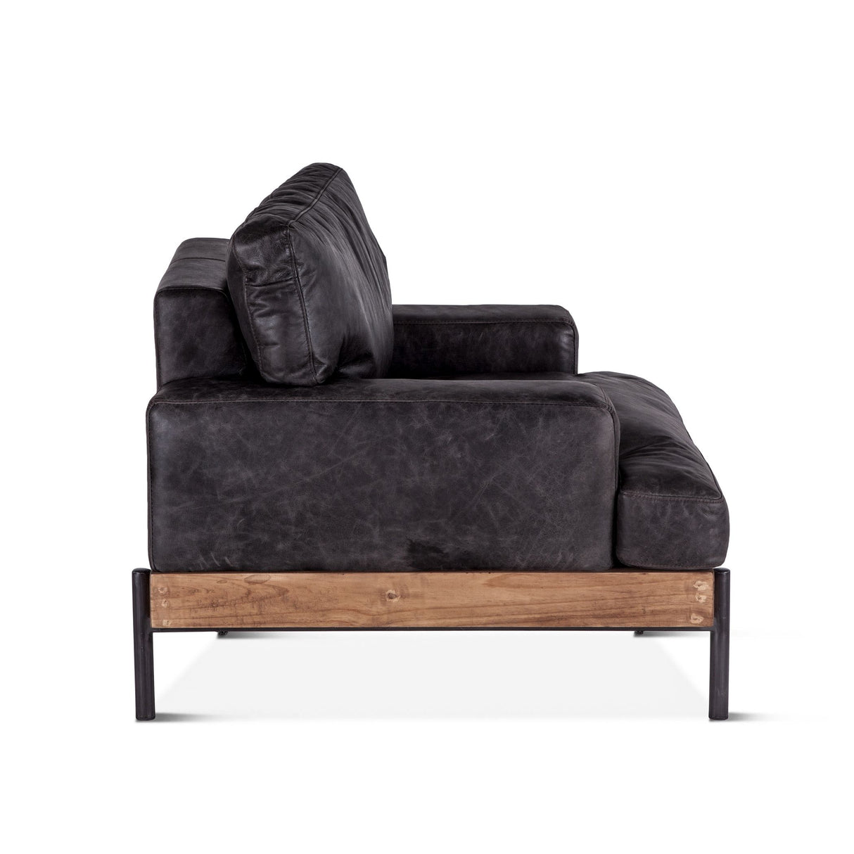 Portofino Industrial 41" Accent Chair in Morocco Black Leather from Home Trends & Design - Luna Furniture