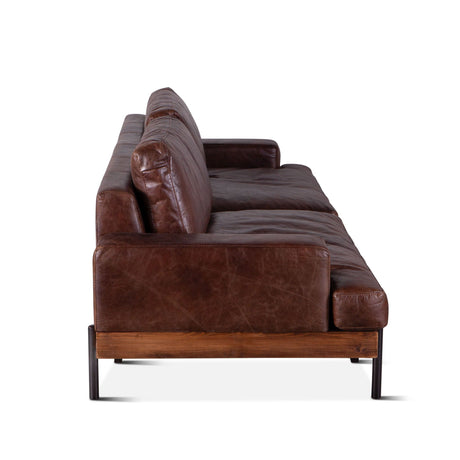 Portofino Industrial 94" Sofa in Geisha Brown Leather from Home Trends & Design - Luna Furniture
