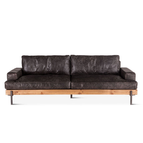 Portofino Industrial 94" Sofa in Morocco Black Leather from Home Trends & Design - Luna Furniture