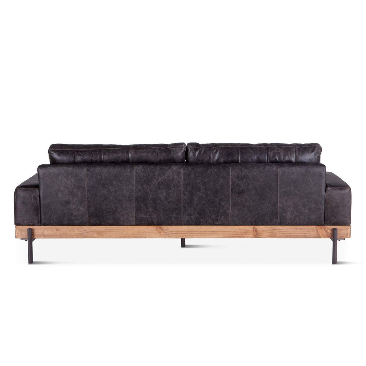 Portofino Industrial 94" Sofa in Morocco Black Leather from Home Trends & Design - Luna Furniture