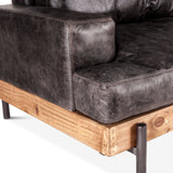 Portofino Industrial 94" Sofa in Morocco Black Leather from Home Trends & Design - Luna Furniture