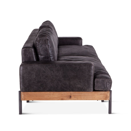 Portofino Industrial 94" Sofa in Morocco Black Leather from Home Trends & Design - Luna Furniture