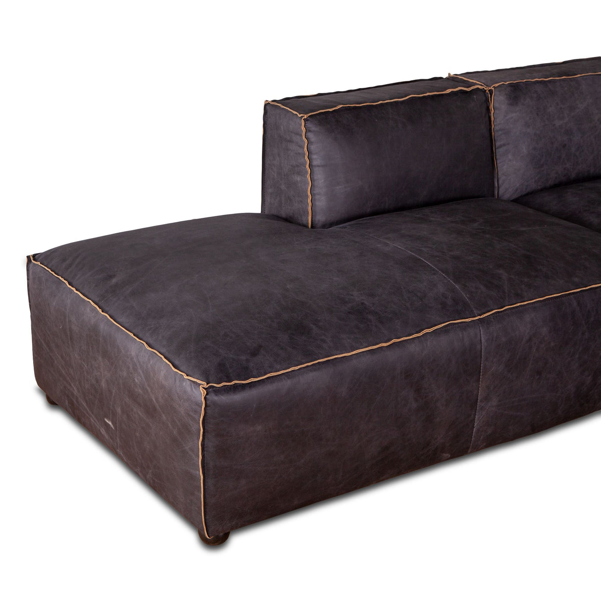 Portofino Loft Three Piece Sectional Sofa in Antique Ebony Leather from Home Trends & Design - Luna Furniture