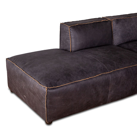 Portofino Loft Three Piece Sectional Sofa in Antique Ebony Leather from Home Trends & Design - Luna Furniture