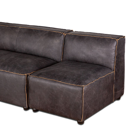 Portofino Loft Three Piece Sectional Sofa in Antique Ebony Leather from Home Trends & Design - Luna Furniture