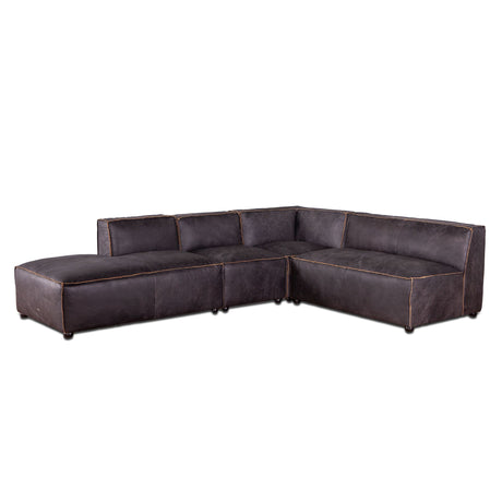Portofino Loft Three Piece Sectional Sofa in Antique Ebony Leather from Home Trends & Design - Luna Furniture