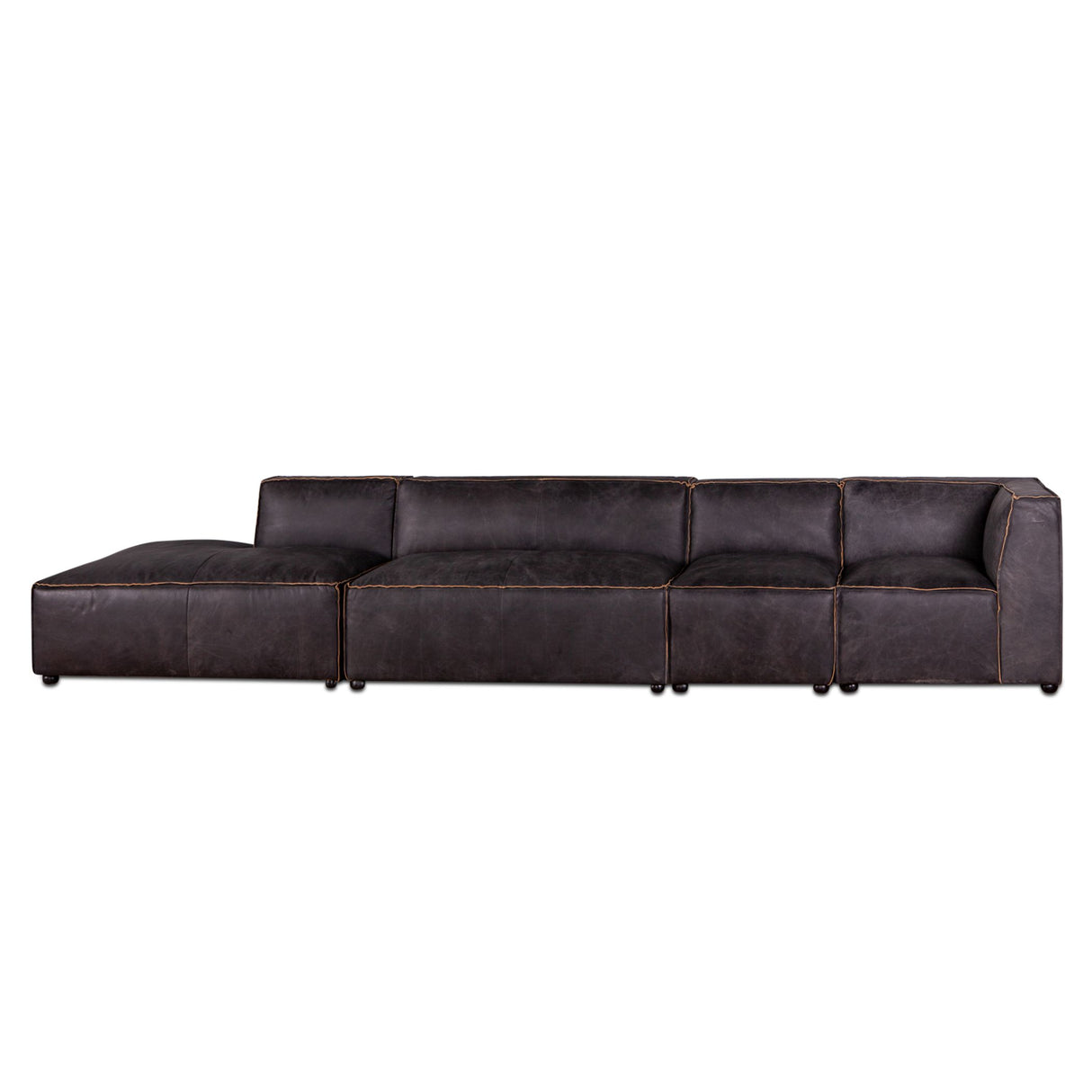 Portofino Loft Three Piece Sectional Sofa in Antique Ebony Leather from Home Trends & Design - Luna Furniture