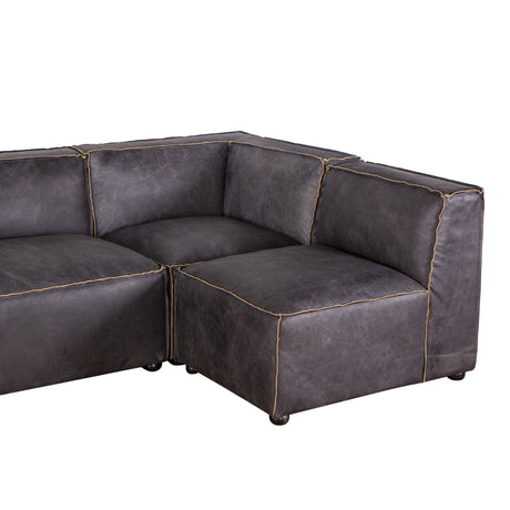 Portofino Loft Three Piece Sectional Sofa in Antique Ebony Leather from Home Trends & Design - Luna Furniture