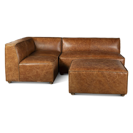 Portofino Loft Three Piece Sectional Sofa in Cocoa Brown Leather from Home Trends & Design - Luna Furniture